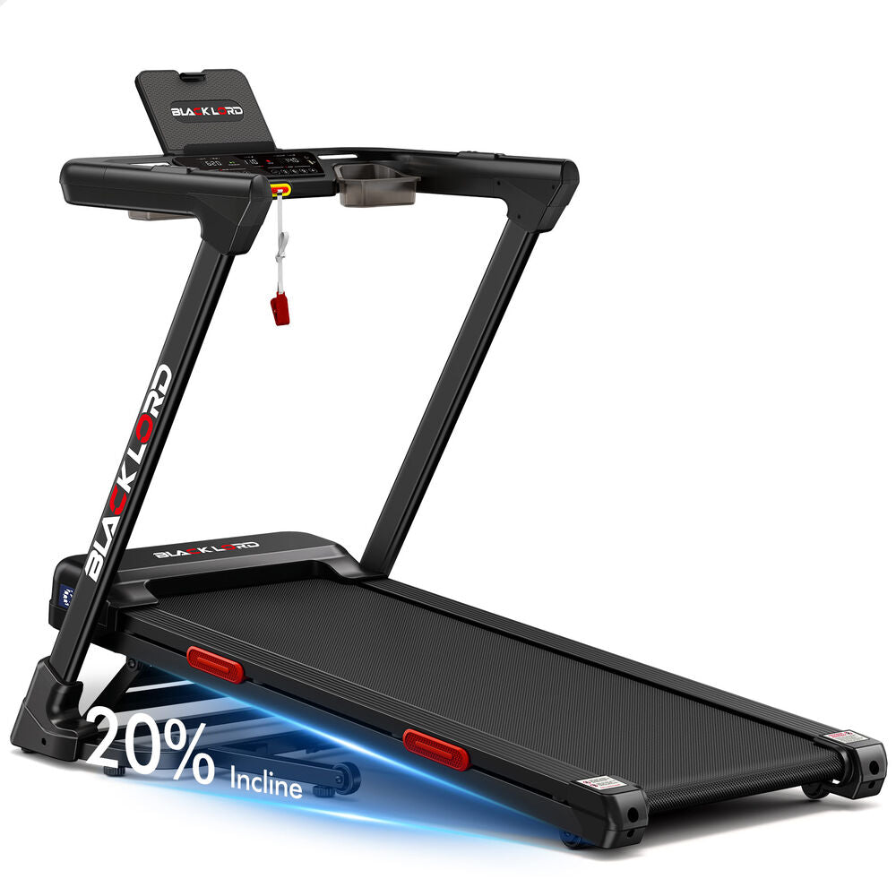 BLACK LORD Treadmill Electric 20% Auto Incline Running Machine Foldable 440mm