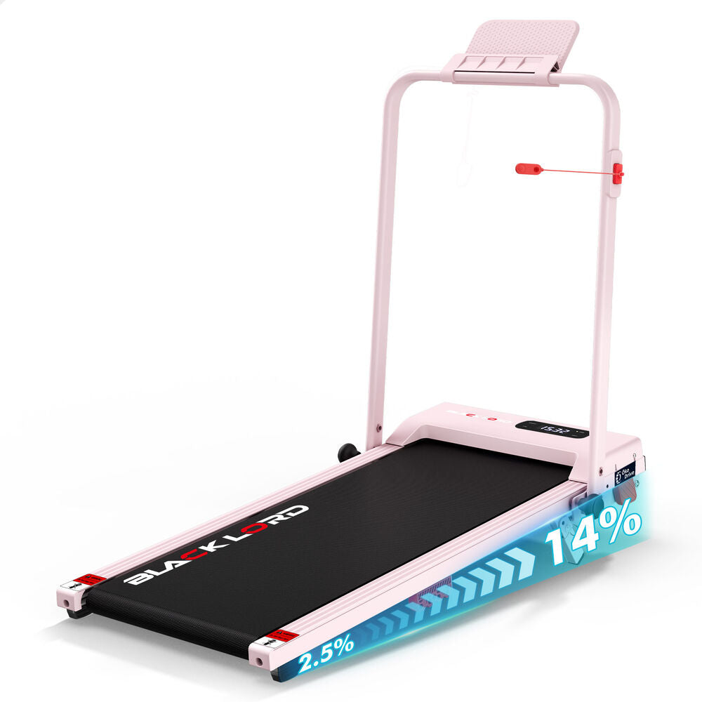 BLACK LORD Treadmill Walking Pad 14% Incline Foldable Magnetic Remote 38cm Pink