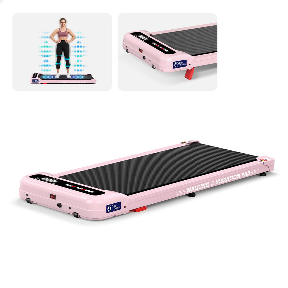 BLACK LORD Treadmill 4-in-1 Walking Vibration Pad Incline Magnetic Remote Pink