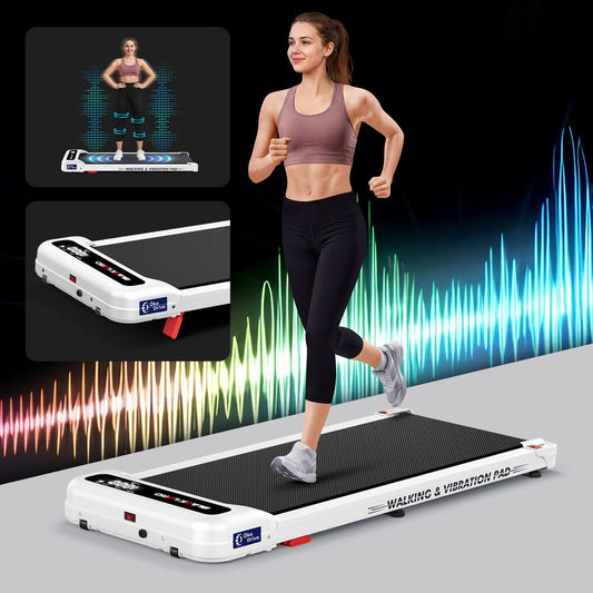 BLACK LORD Treadmill 4-in-1 Walking Vibration Pad Incline Magnetic Remote White