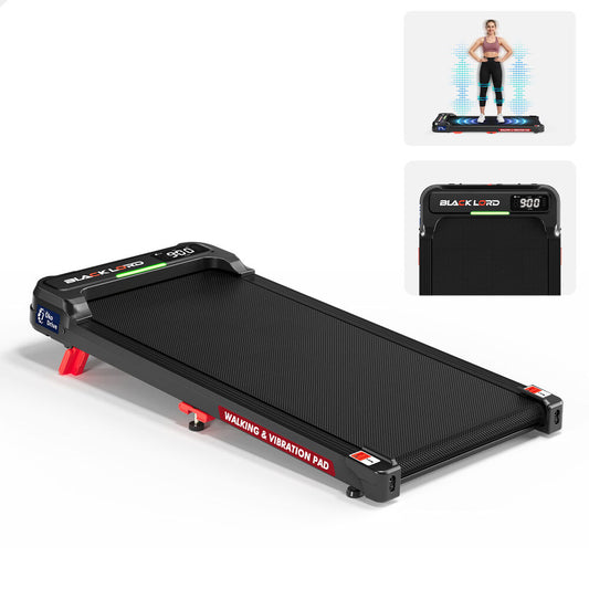 BLACK LORD Treadmill Vibration Walking Pad Electric LED Light Incline Black