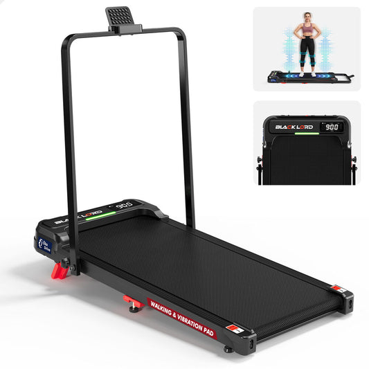 BLACK LORD Treadmill Electric Walking Vibration Pad LED Light Incline Foldable