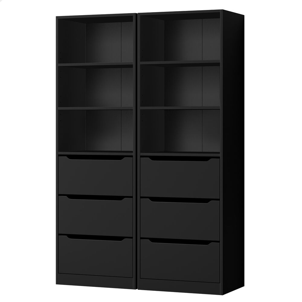 ALFORDSON 2x Wardrobe Clothes Storage Cabinet Organizer 3 Drawers Black
