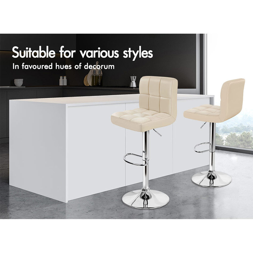 2x Alfordson Bar Stools Swivel Chair Beige
