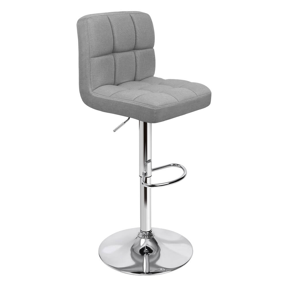Alfordson 2x Bar Stools Ralph Kitchen Swivel Chair Fabric Gas Lift GREY