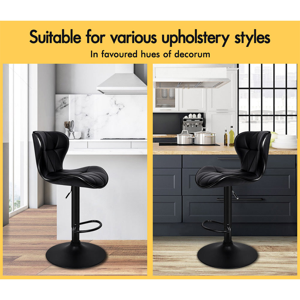 2x ALFORDSON Bar Stools Swivel chair Black