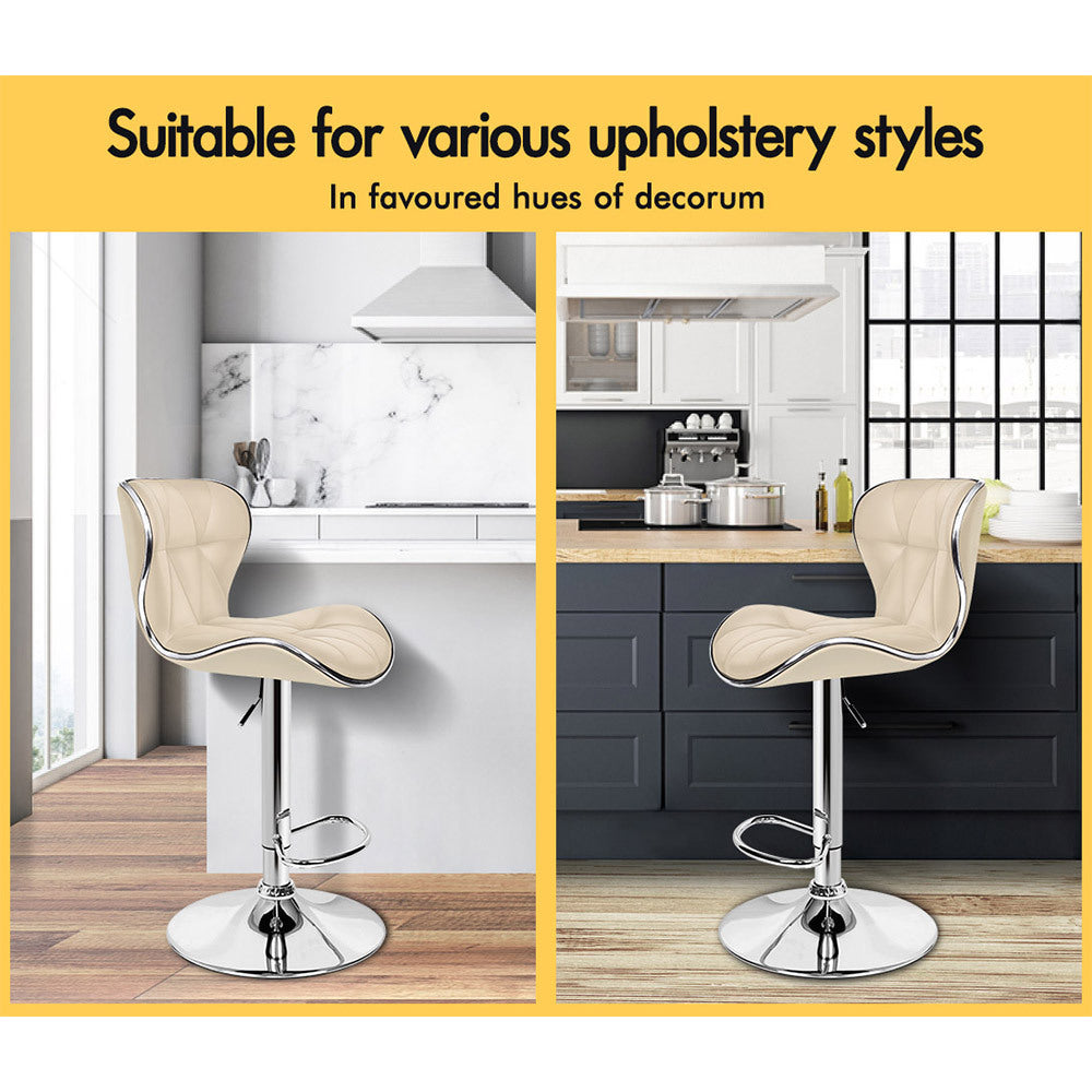 2x ALFORDSON Bar Stools Swivel Chair Beige