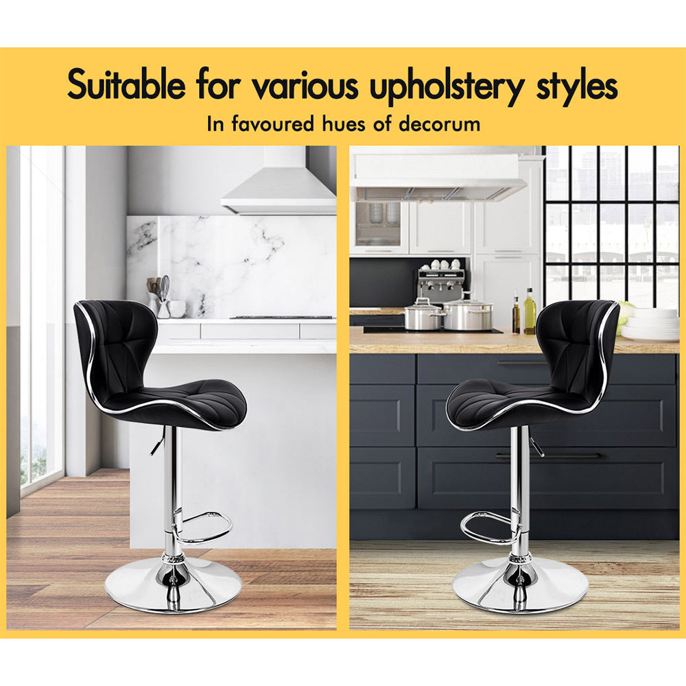 2x ALFORDSON Bar Stools Swivel Chair Black