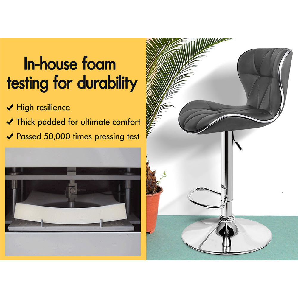 2x ALFORDSON Bar Stools Swivel Chair Grey