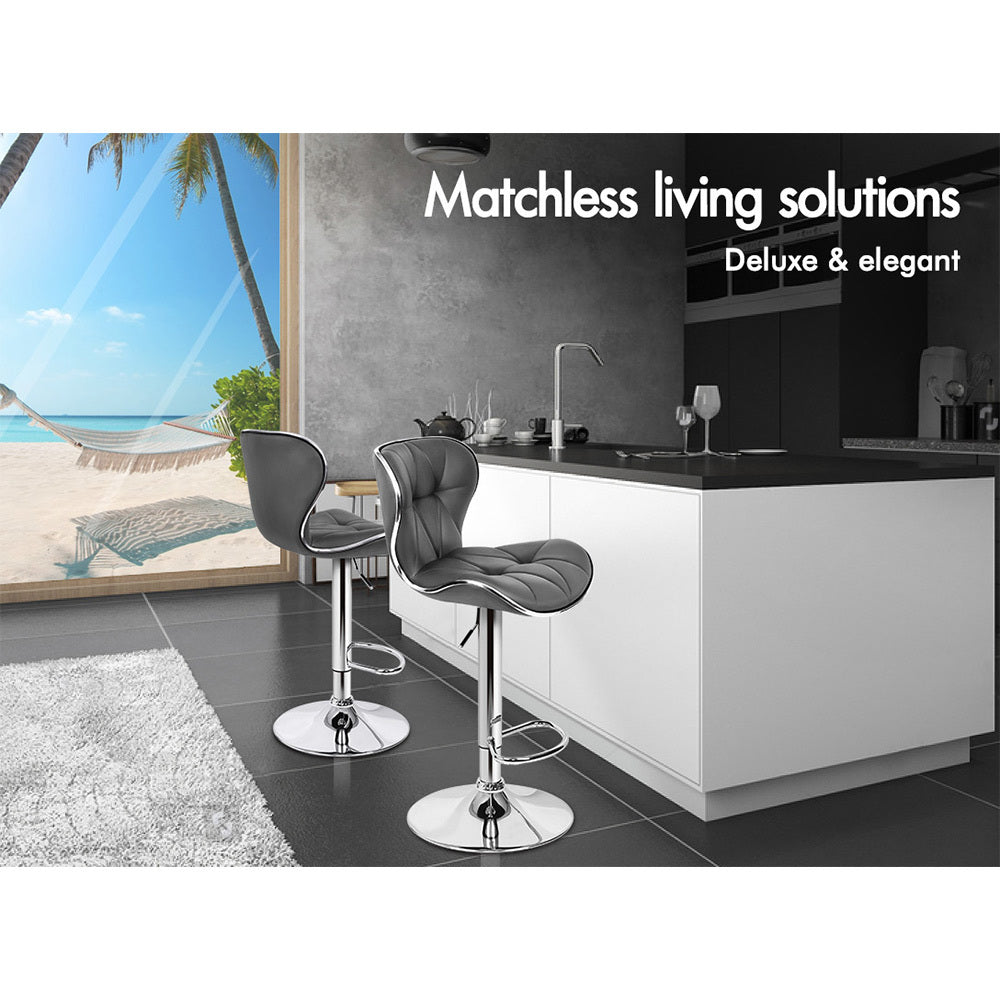 2x ALFORDSON Bar Stools Swivel Chair Grey