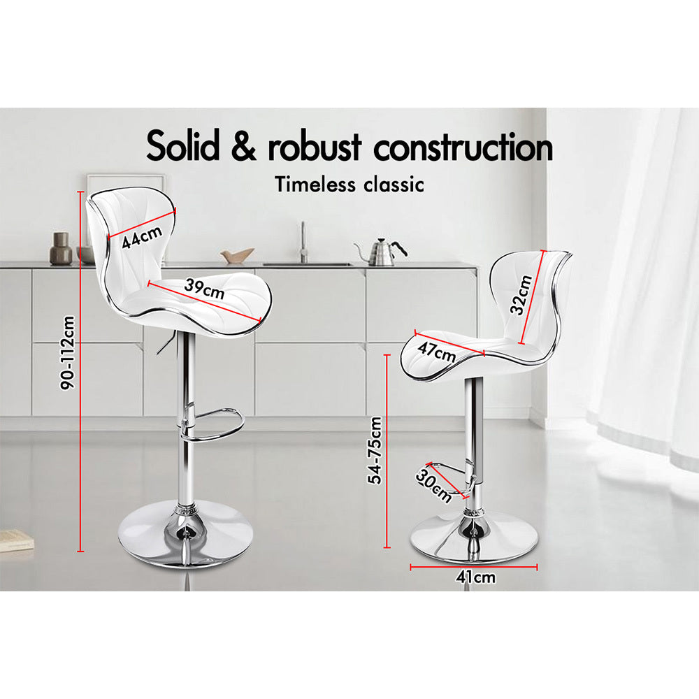 2x ALFORDSON Bar Stools Swivel Chair White