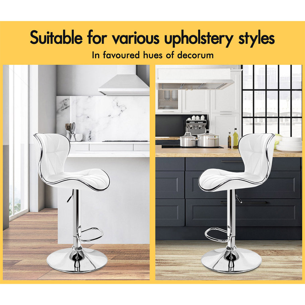2x ALFORDSON Bar Stools Swivel Chair White