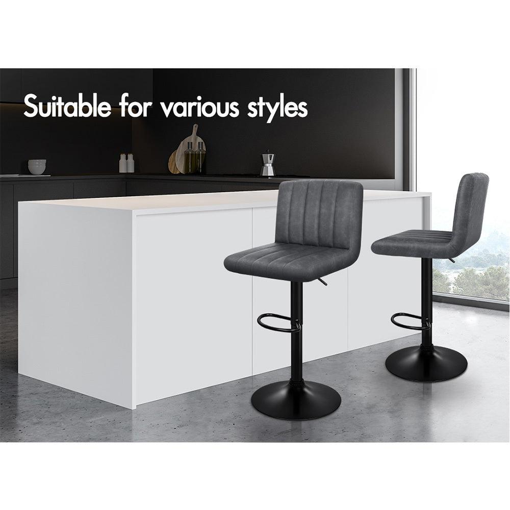 2x ALFORDSON Bar Stools Swivel Chair Grey
