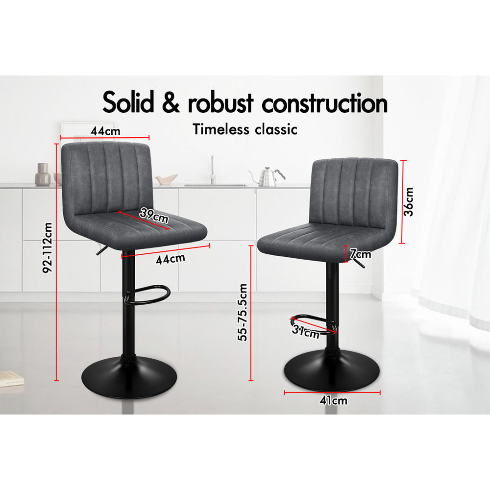 2x ALFORDSON Bar Stools Swivel Chair Grey