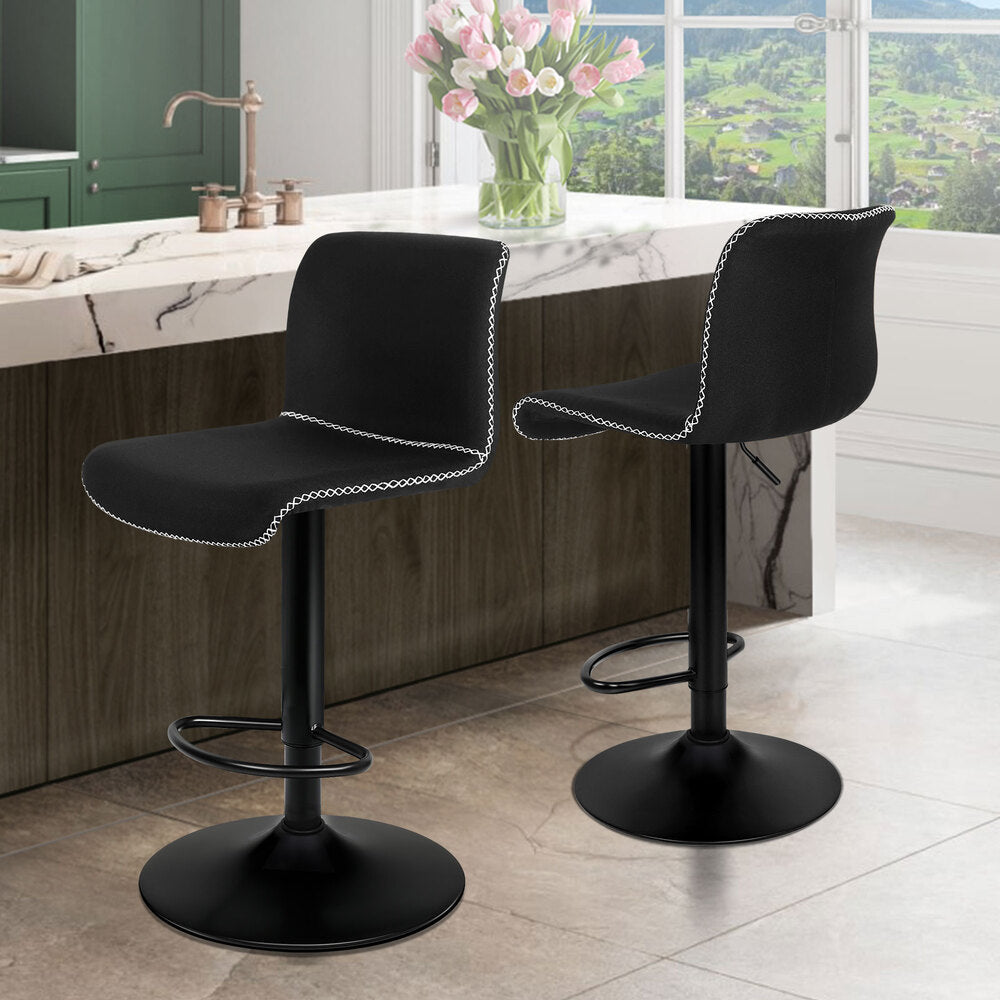 2x ALFORDSON Bar Stools Vintage Fabric Black