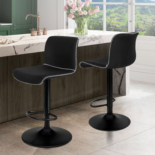 2x ALFORDSON Bar Stools Remy Vintage Fabric Black