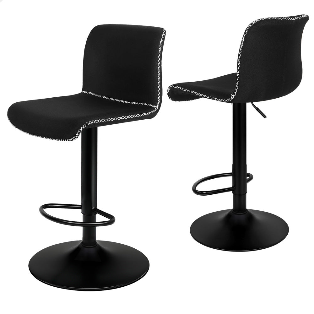 2x ALFORDSON Bar Stools Vintage Fabric Black
