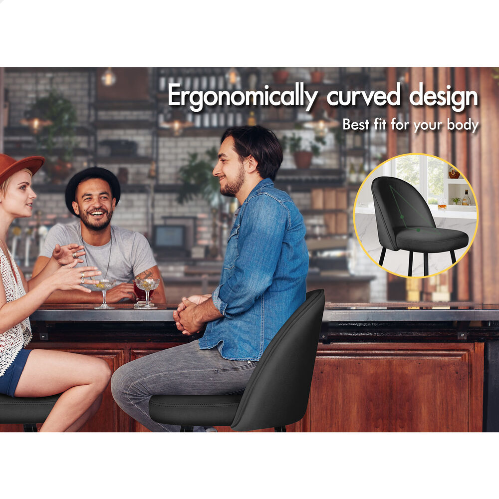 ALFORDSON 2x Bar Stools 66cm Kitchen Counter Velvet Dining Chairs Dark Grey