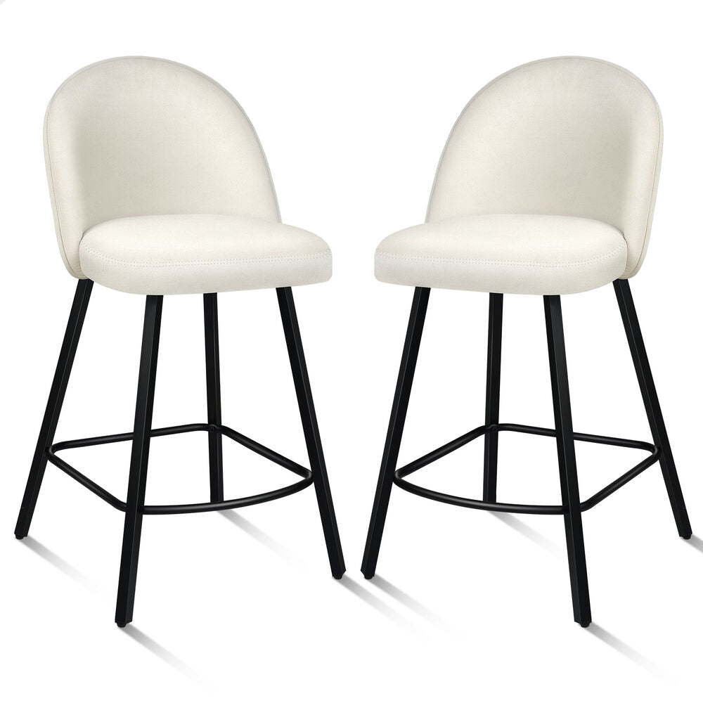 ALFORDSON 2x Bar Stools 66cm Kitchen Counter Velvet Vintage Dining Chairs White