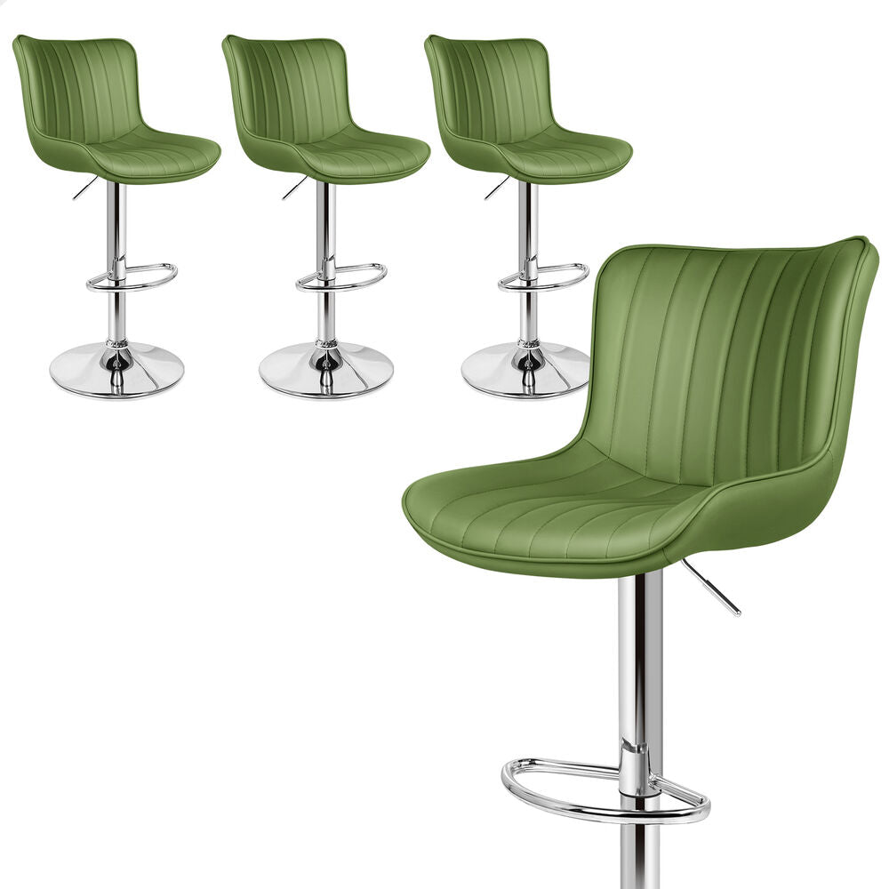 ALFORDSON 4x Bar Stools Gas Lift Leather Bar Chairs Kitchen Swivel Avocado Green