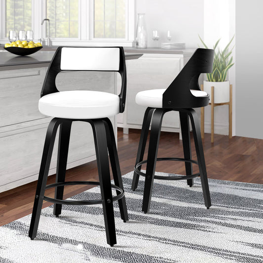 2x ALFORDSON Bar Stools Dining Chair Black White