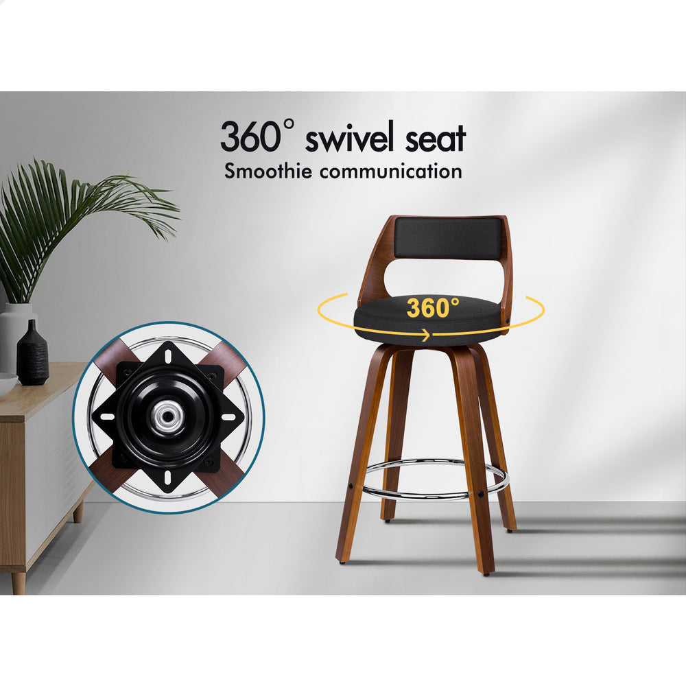 2x ALFORDSON Bar Stools Eden Kitchen Fabric Black