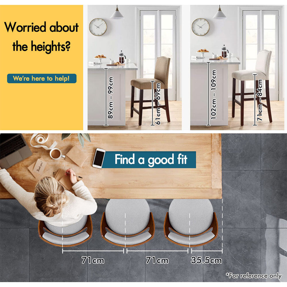 2x Alfordson Bar Stools Dining Chair Light Grey