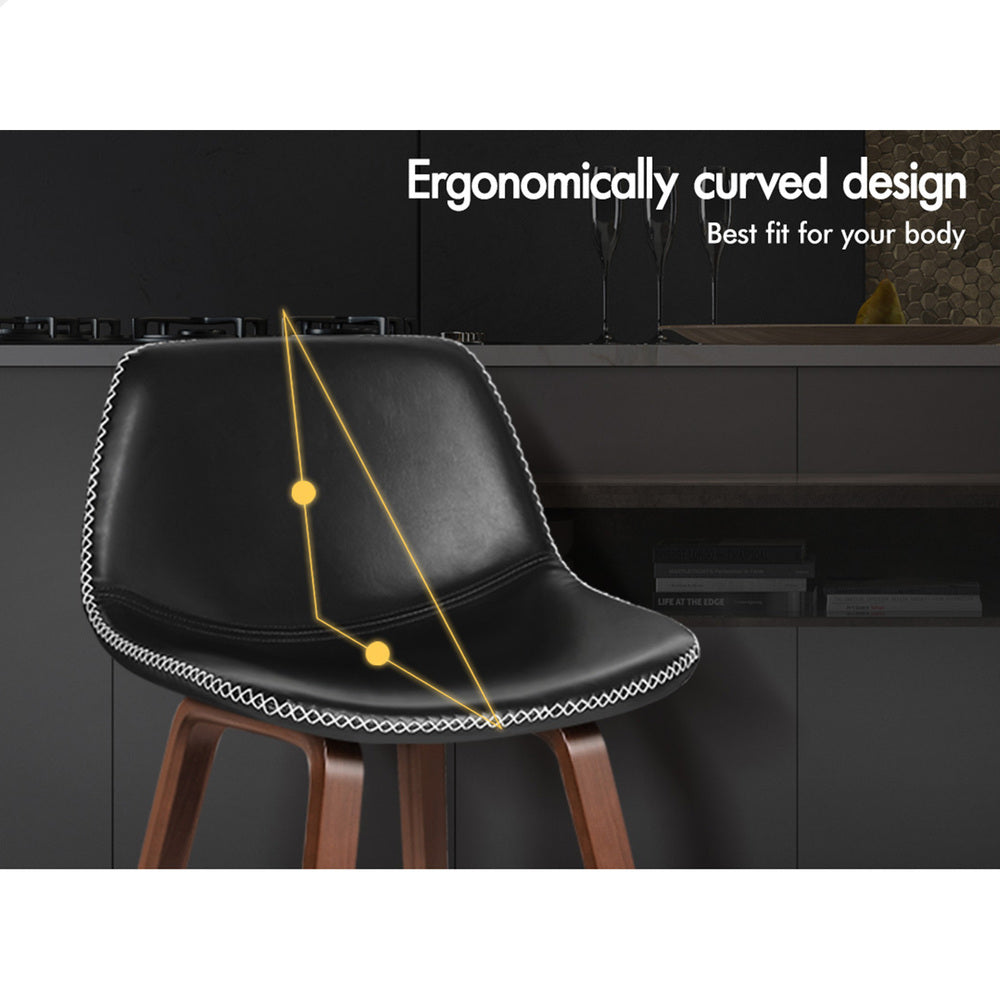 2x ALFORDSON Bar Stools Faux Leather Black