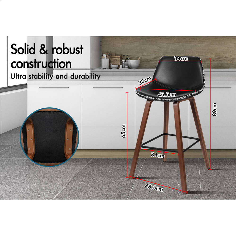 2x ALFORDSON Bar Stools Faux Leather Black