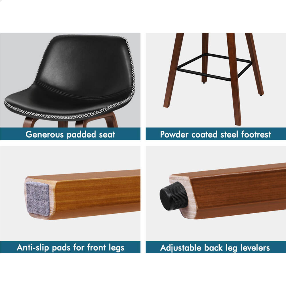 2x ALFORDSON Bar Stools Faux Leather Black