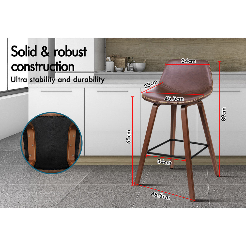 2x ALFORDSON Bar Stools Faux Leather Coffee