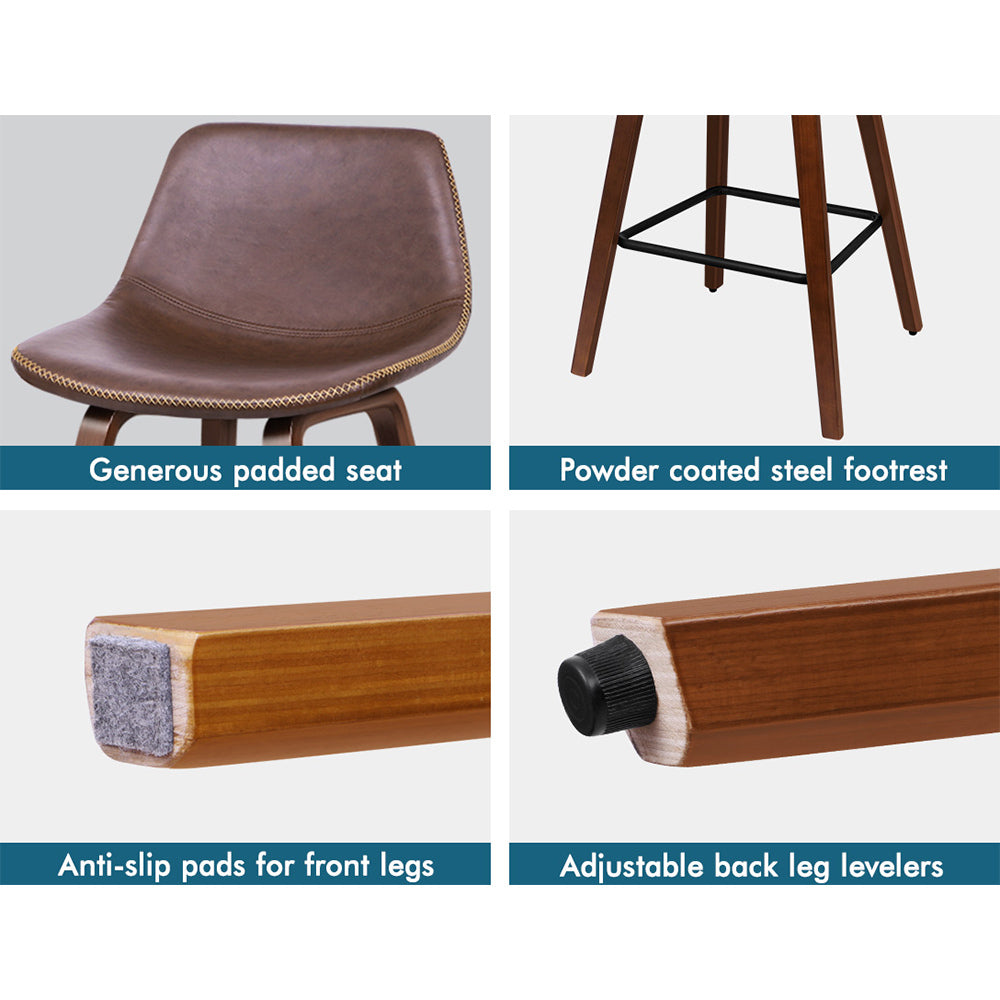 2x ALFORDSON Bar Stools Faux Leather Coffee