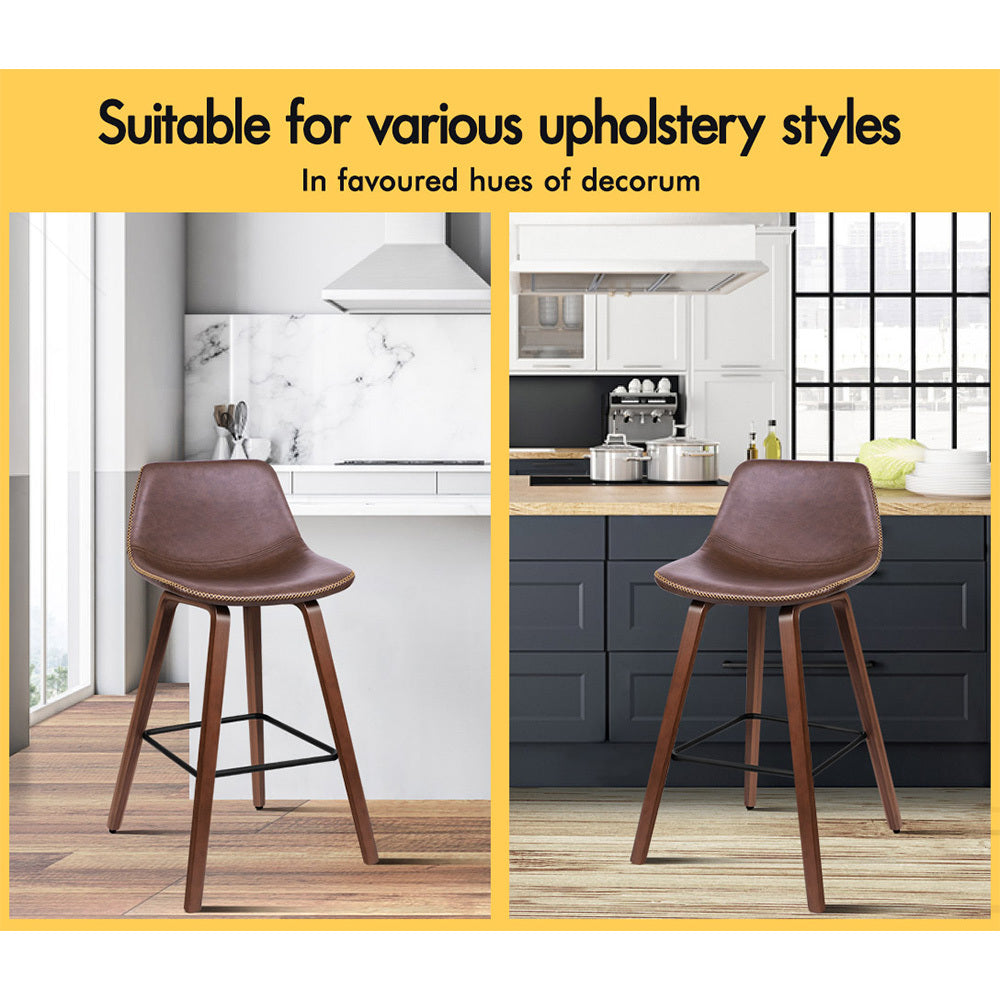 2x ALFORDSON Bar Stools Faux Leather Coffee