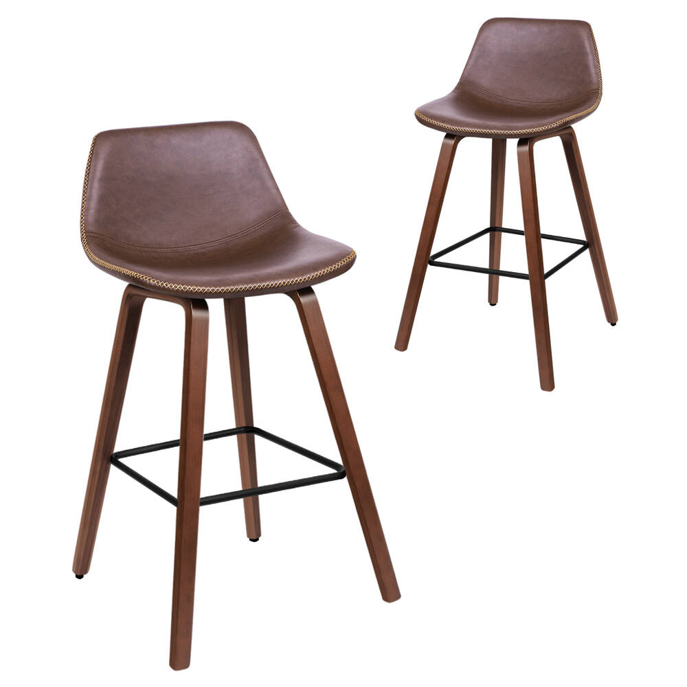 2x ALFORDSON Bar Stools Faux Leather Coffee