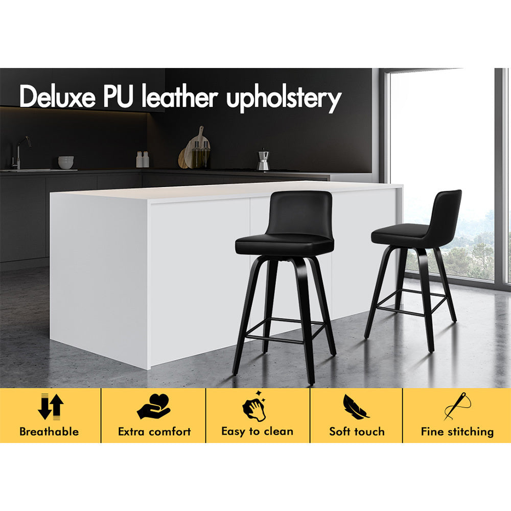 2x ALFORDSON Bar Stools Swivel Chair All Black