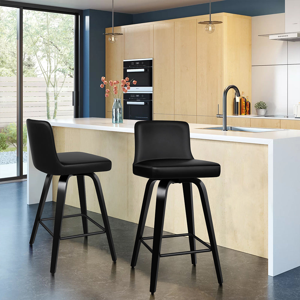 2x ALFORDSON Bar Stools Swivel Chair All Black