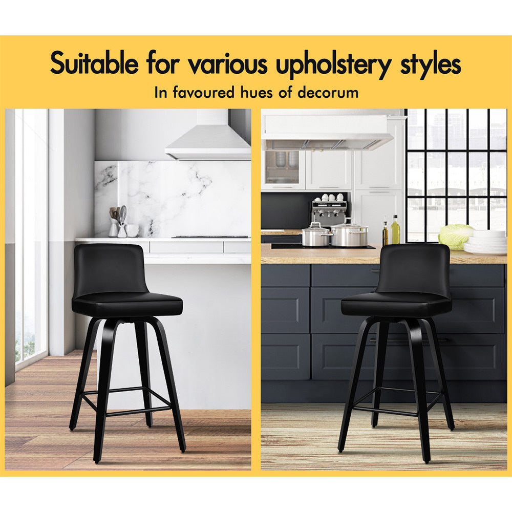 2x ALFORDSON Bar Stools Swivel Chair All Black
