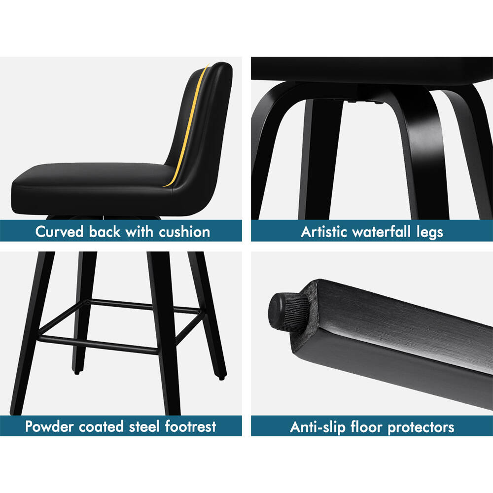 2x ALFORDSON Bar Stools Swivel Chair All Black
