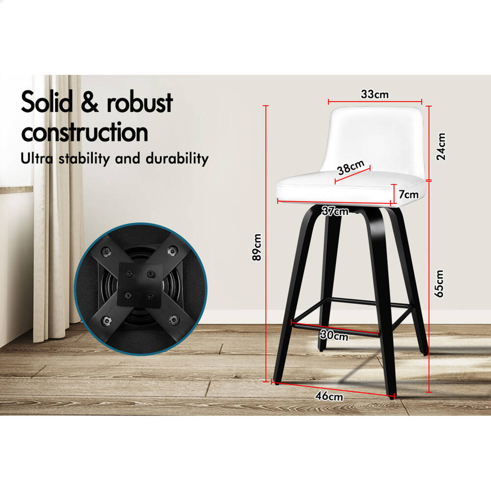 2x ALFORDSON Bar Stools Bailey Kitchen Wooden White Black