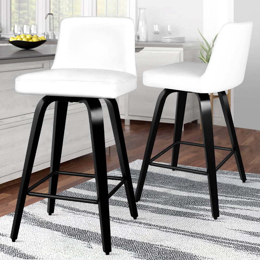 2x ALFORDSON Bar Stools Bailey Kitchen Wooden White Black