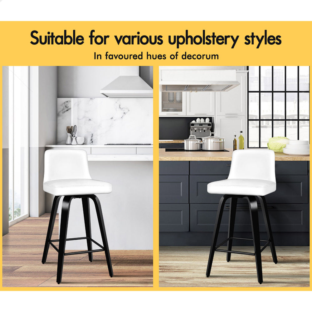 2x ALFORDSON Bar Stools Bailey Kitchen Wooden White Black