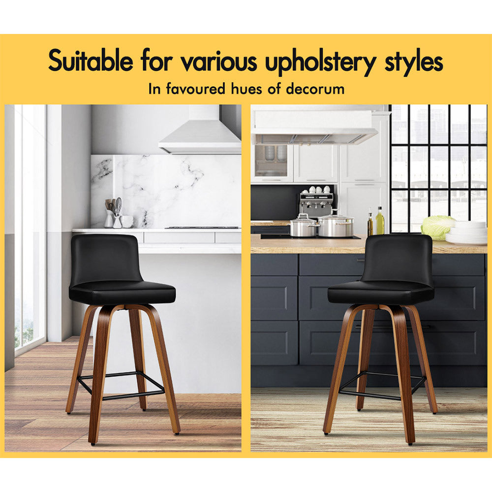 2x ALFORDSON Bar Stools Bailey Kitchen Wooden Black