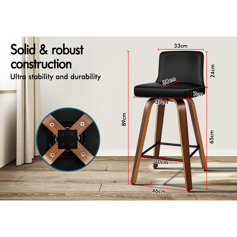 2x ALFORDSON Bar Stools Bailey Kitchen Wooden Black