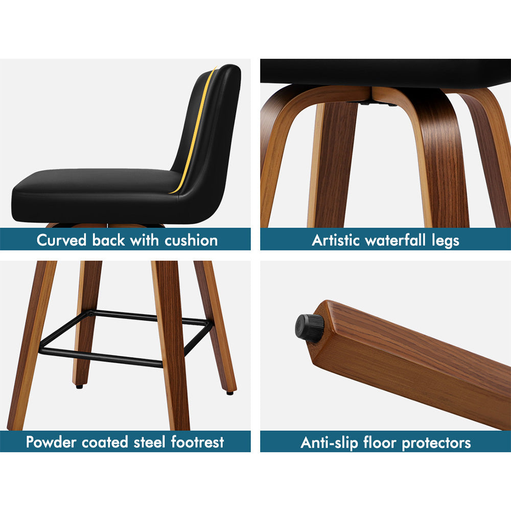 2x ALFORDSON Bar Stools Bailey Kitchen Wooden Black