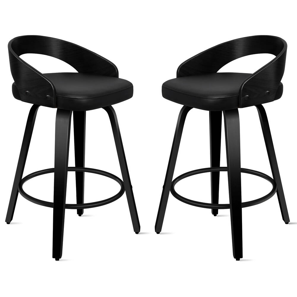 2x ALFORDSON Bar Stools Caden Wide Backrest All Black