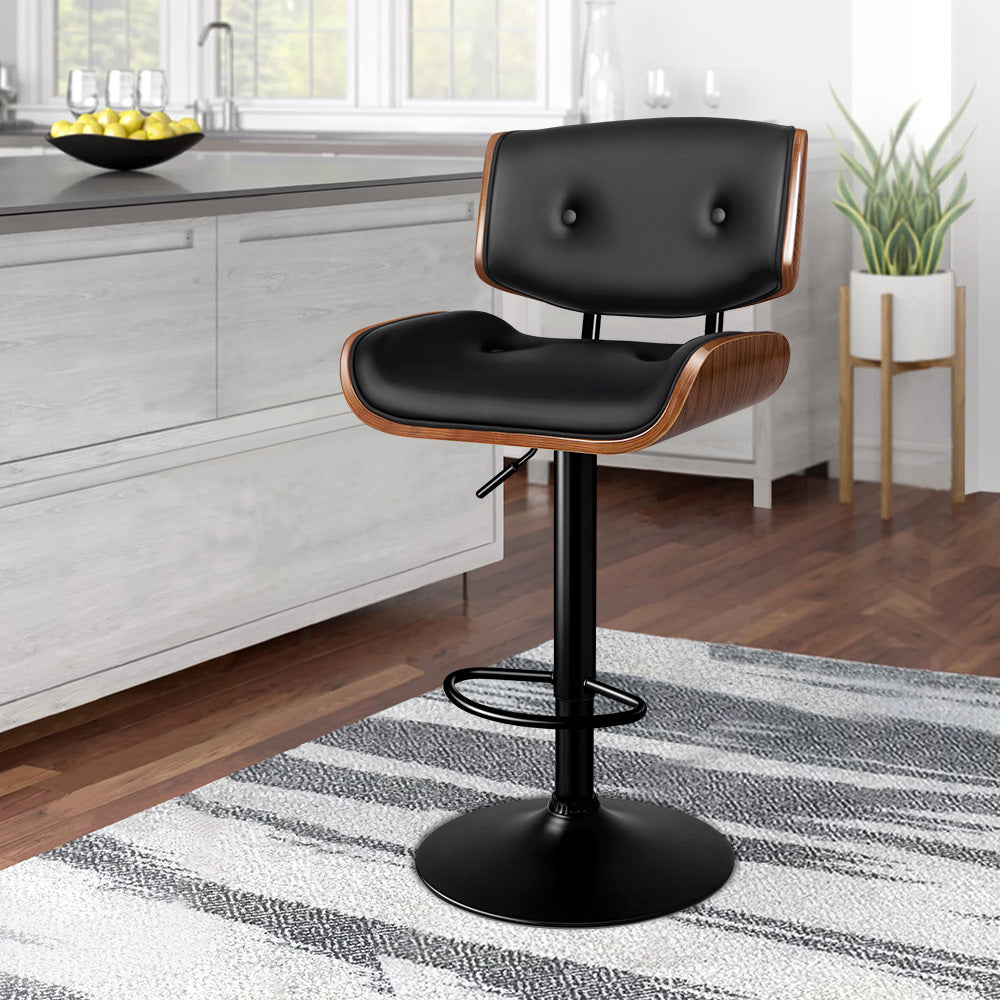 ALFORDSON 1x Bar Stool Kitchen Swivel Chair Wooden Leather Gas