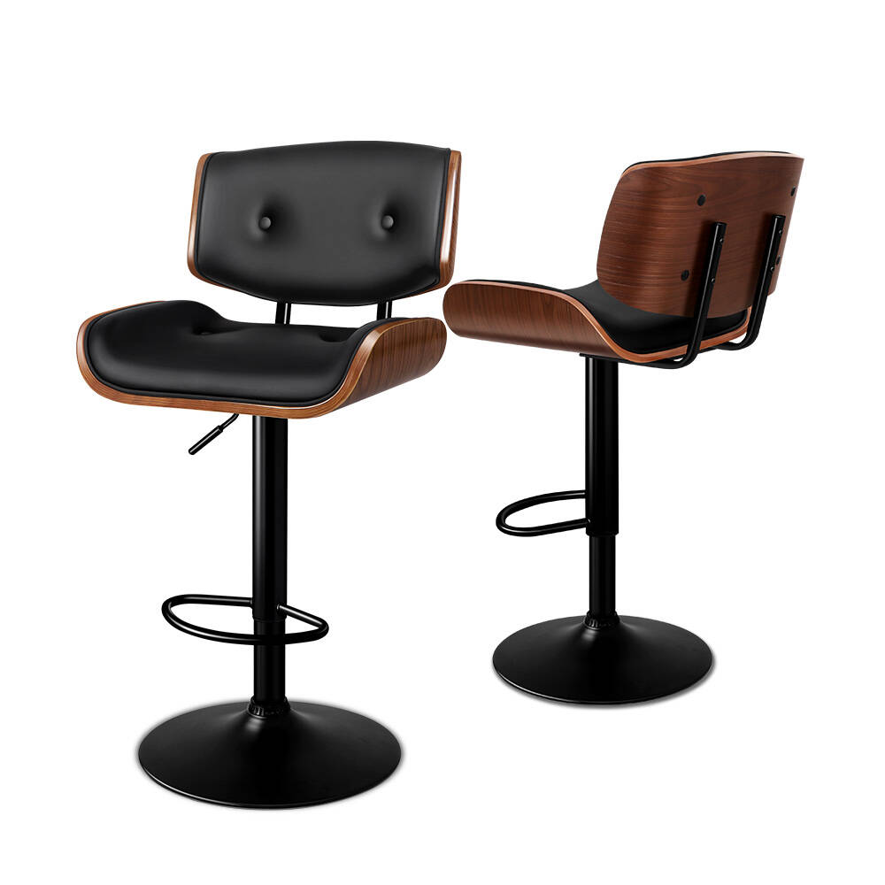 2x ALFORDSON Bar Stool Swivel Chair Black