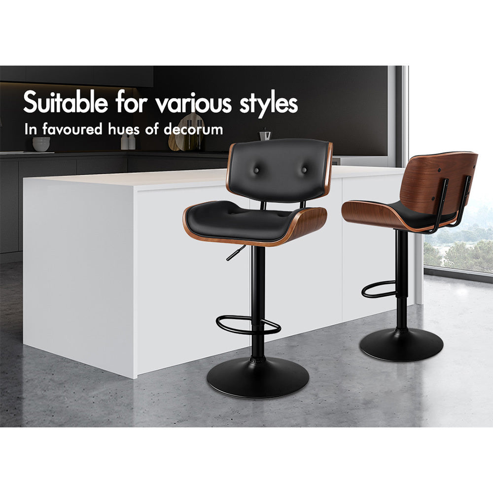 2x ALFORDSON Bar Stool Swivel Chair Black