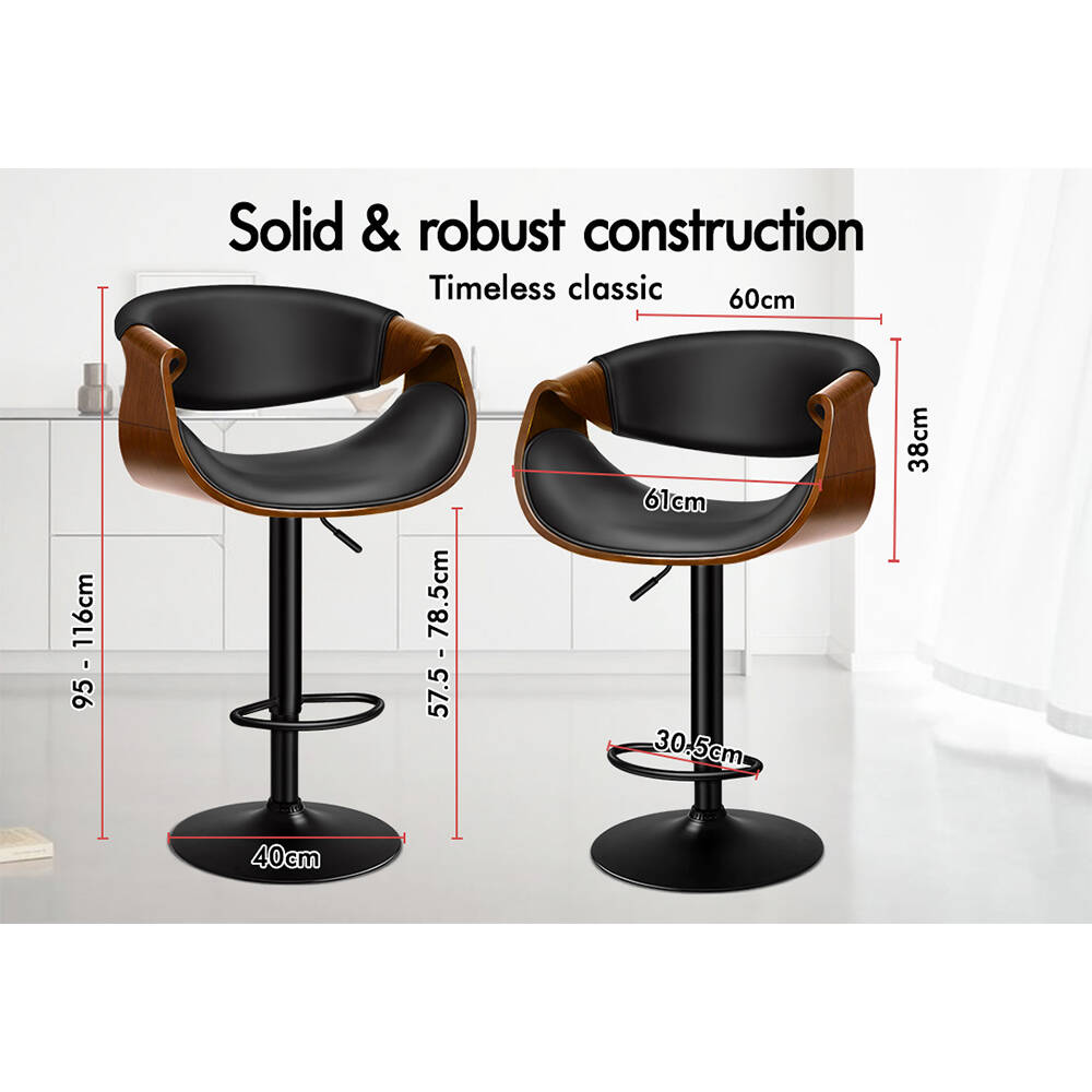2x ALFORDSON Bar Stool Swivel Chair Black