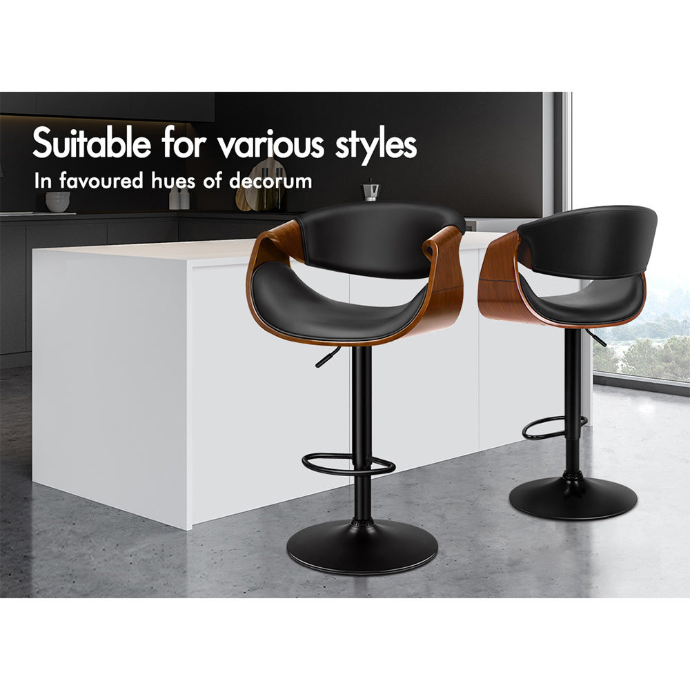 2x ALFORDSON Bar Stool Swivel Chair Black